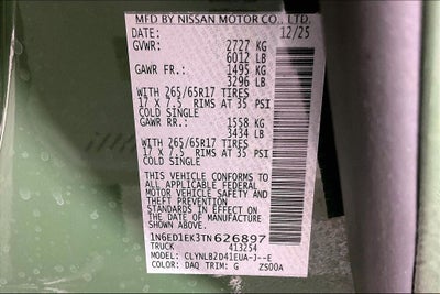 2026 Nissan Frontier Crew Cab SV