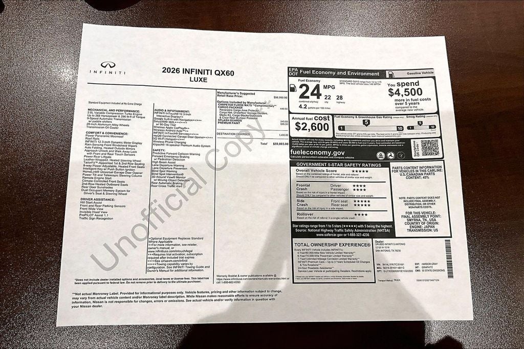 2026 INFINITI QX60 LUXE