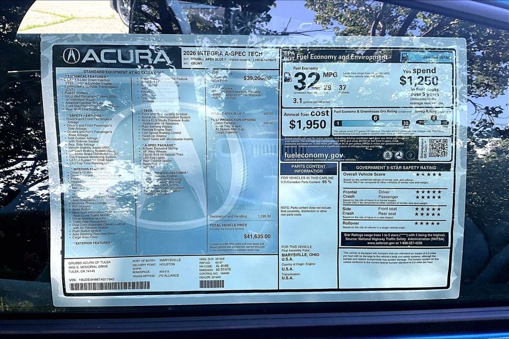 2026 Acura Integra A-Spec Tech Package