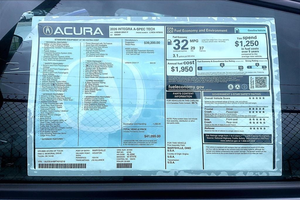 2026 Acura Integra A-Spec Tech Package