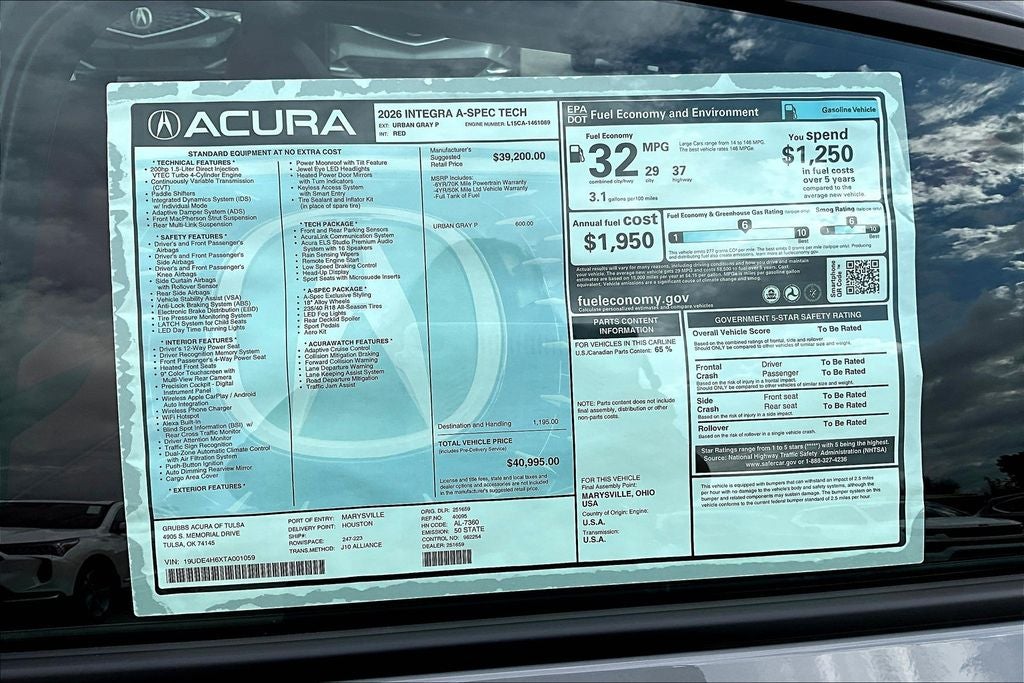 2026 Acura Integra A-Spec Tech Package
