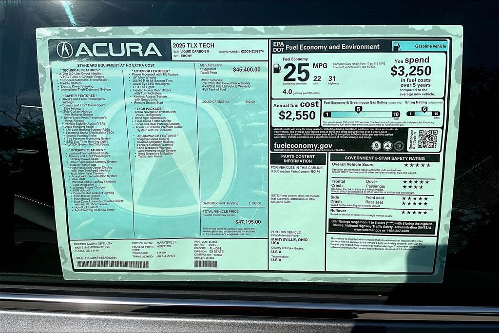 2025 Acura TLX Technology Package