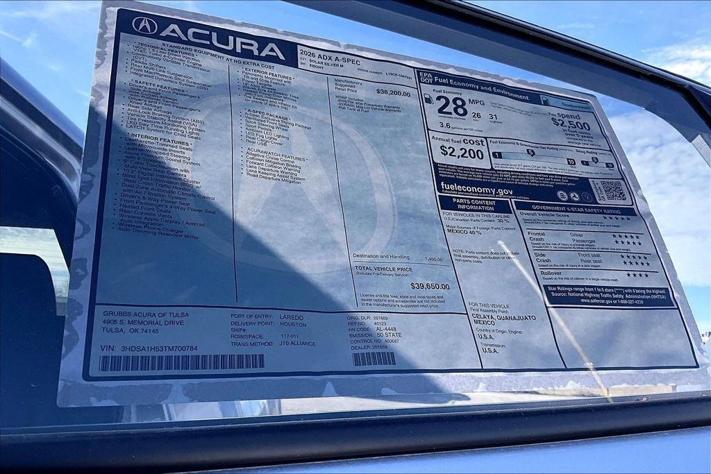 2026 Acura ADX A-Spec Package