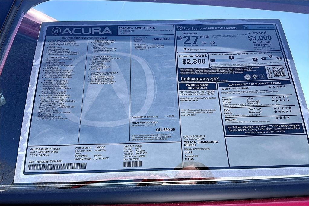 2026 Acura ADX A-Spec Package