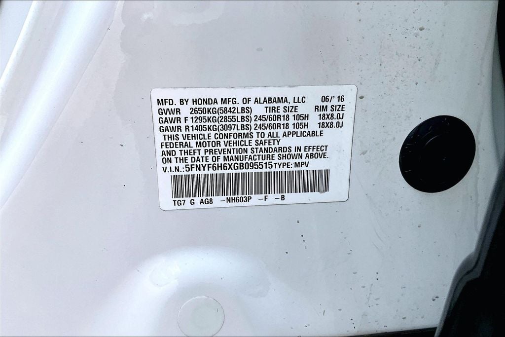 2016 Honda Pilot EX-L w/Honda Sensing