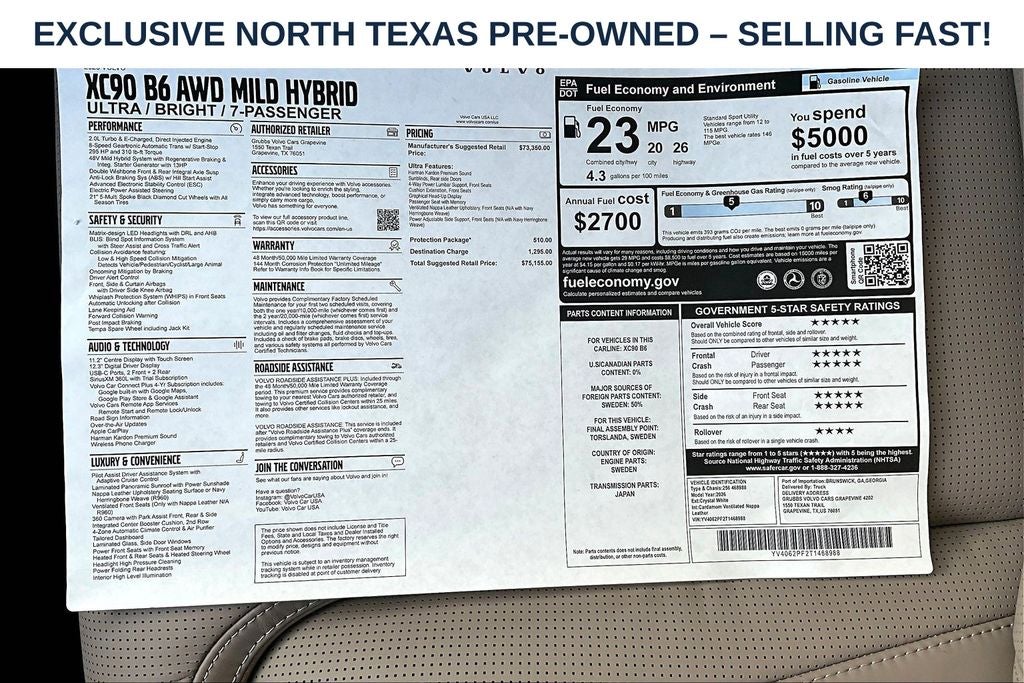 2026 Volvo XC90 B6 Ultra