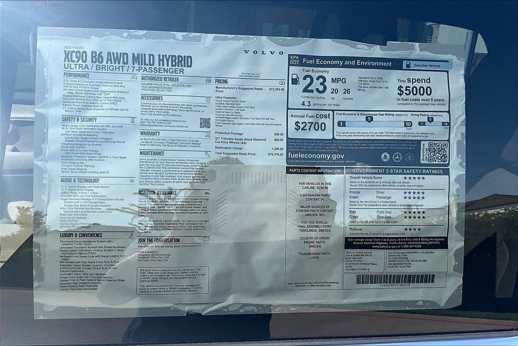 2026 Volvo XC90 B6 Ultra