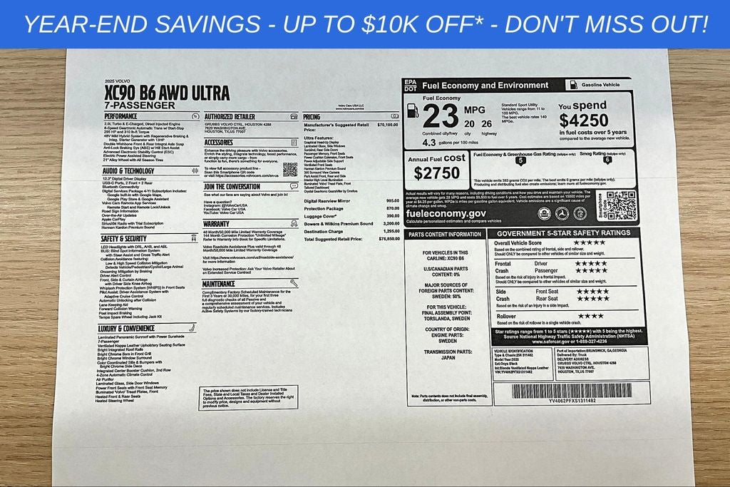 2025 Volvo XC90 B6 Ultra