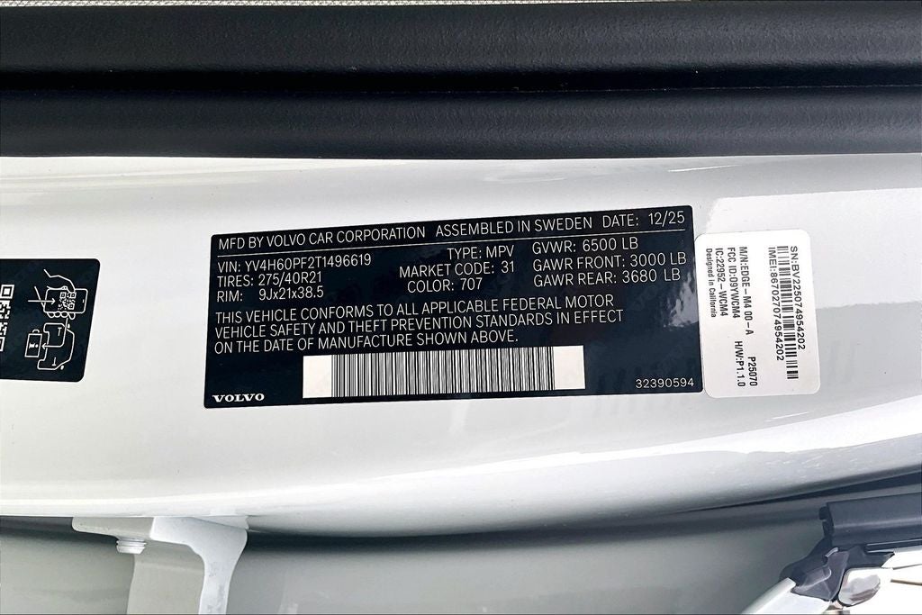 2026 Volvo XC90 Plug-In Hybrid T8 Ultra 7 Passenger