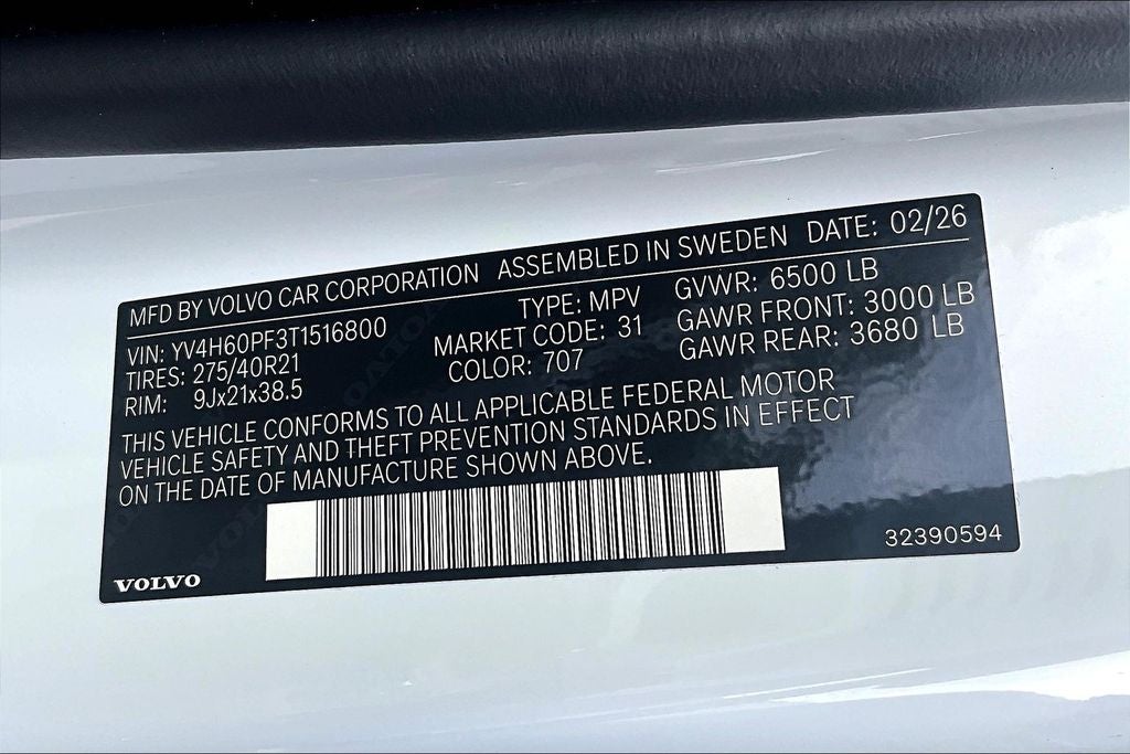 2026 Volvo XC90 Plug-In Hybrid T8 Ultra 7 Passenger