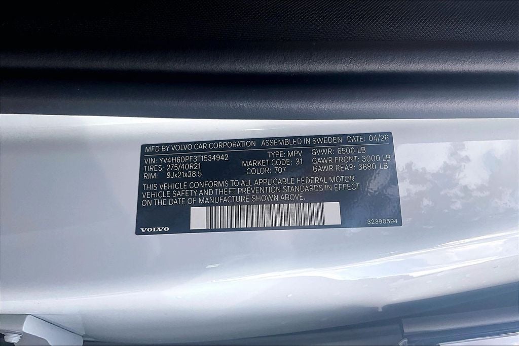 2026 Volvo XC90 Plug-In Hybrid T8 Ultra 7 Passenger