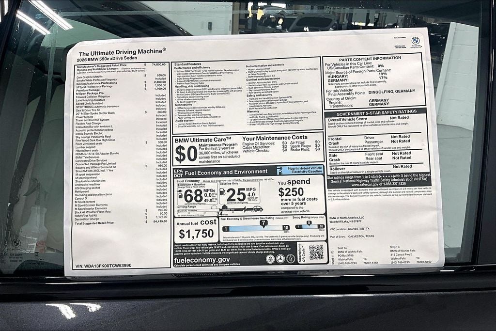 2026 BMW 5 Series 550e xDrive