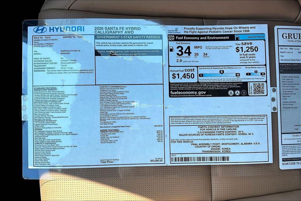 2026 Hyundai Santa Fe Hybrid Calligraphy