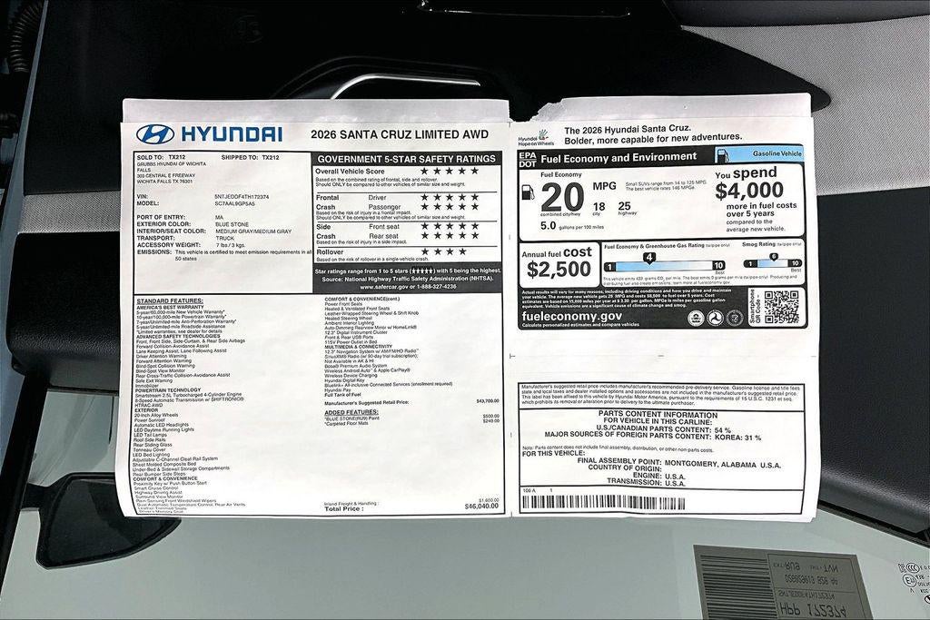 2026 Hyundai Santa Cruz Limited