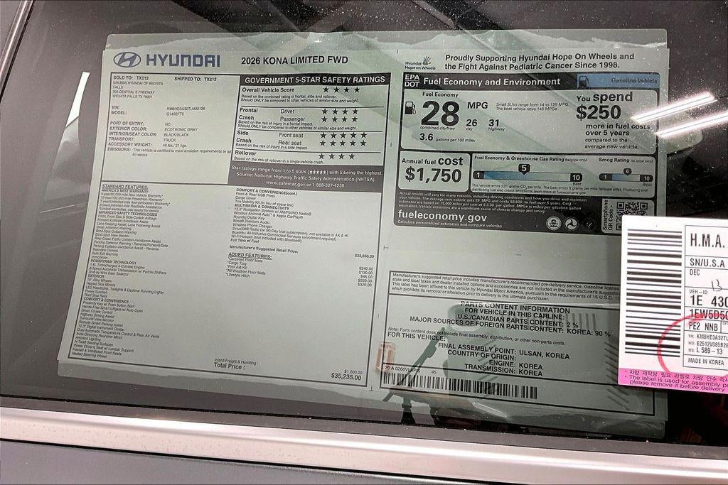 2026 Hyundai Kona Limited FWD