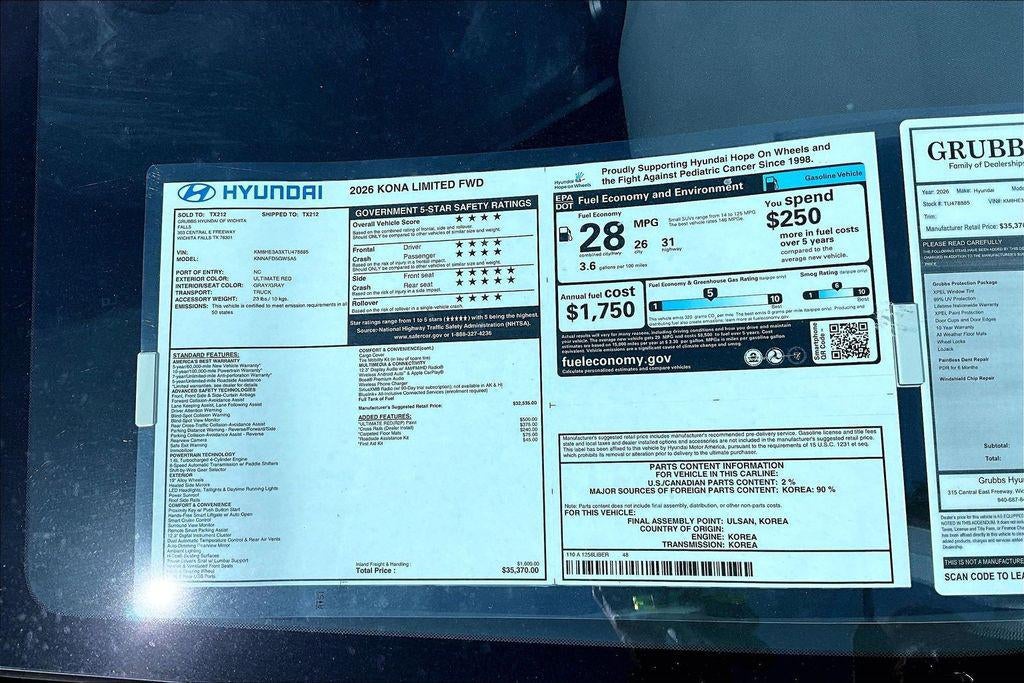 2026 Hyundai Kona Limited FWD