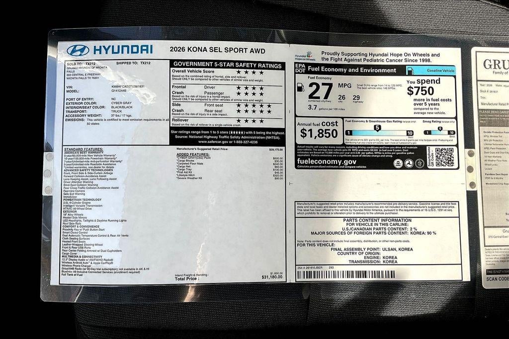 2026 Hyundai Kona SEL Sport AWD