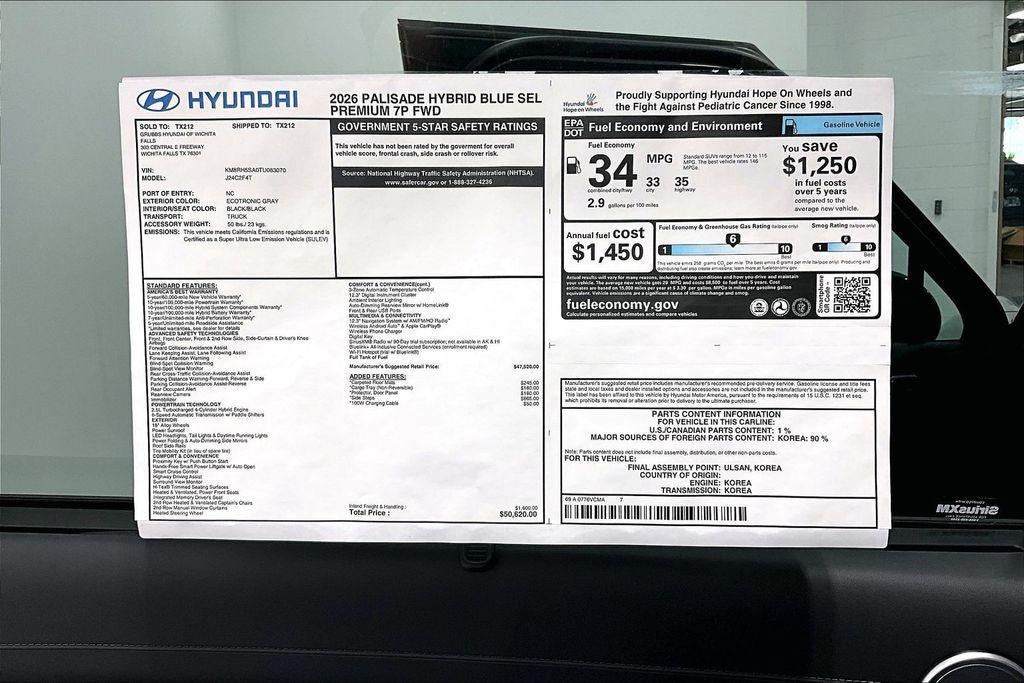 2026 Hyundai Palisade Hybrid Blue SEL Premium 7P
