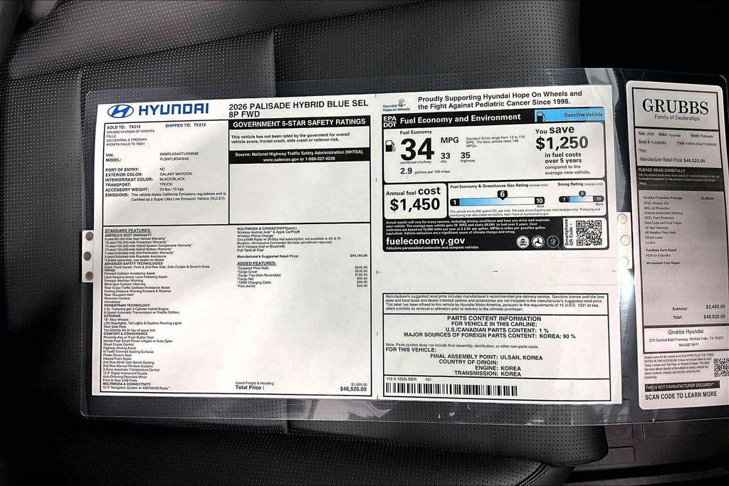 2026 Hyundai Palisade Hybrid Blue SEL 8P