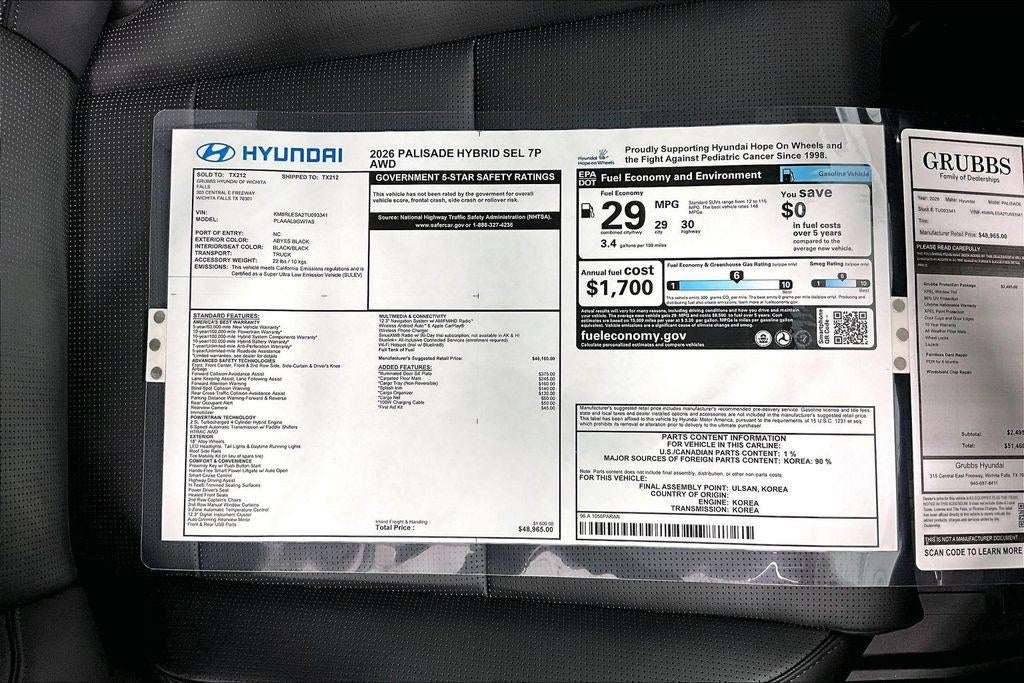 2026 Hyundai Palisade Hybrid SEL 7P