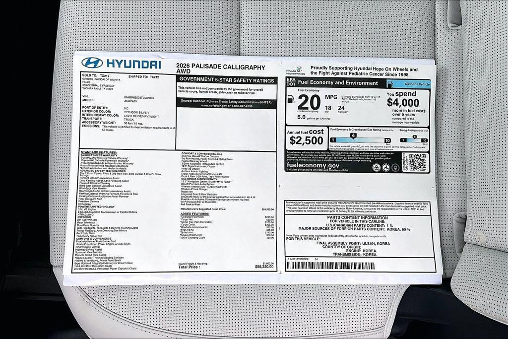 2026 Hyundai Palisade Calligraphy AWD