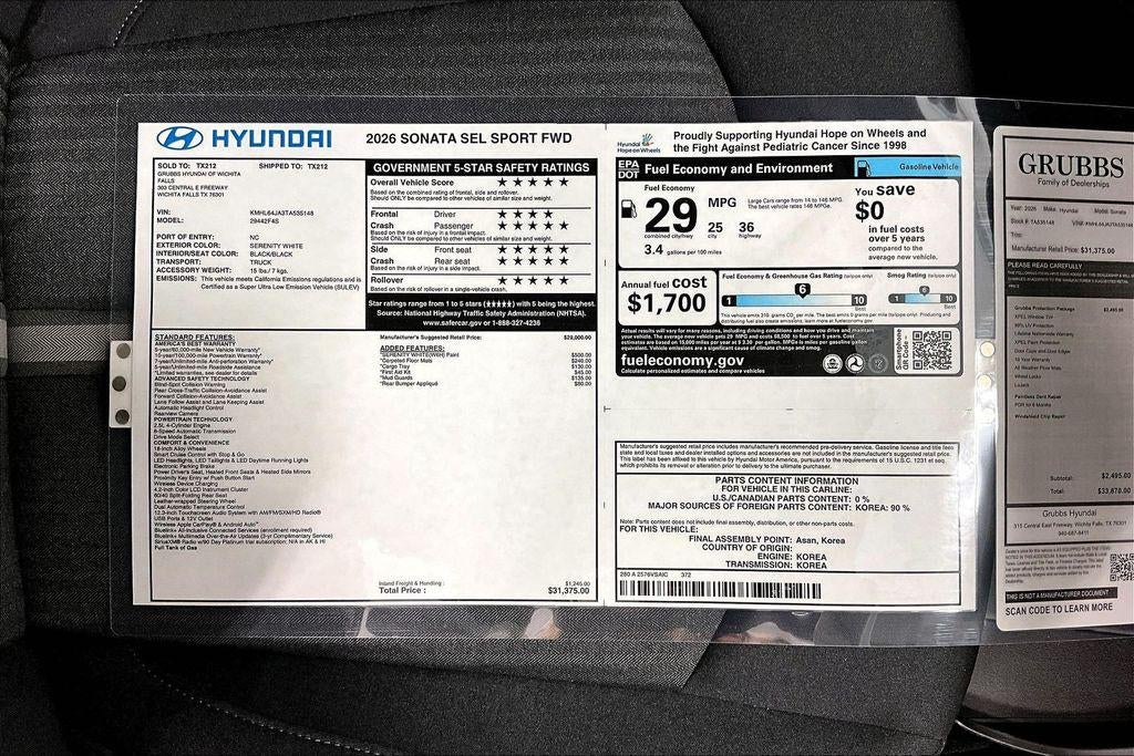 2026 Hyundai Sonata SEL Sport