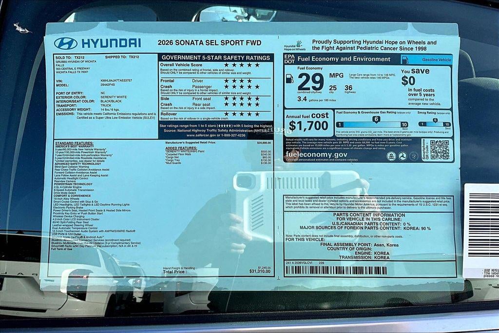 2026 Hyundai Sonata SEL Sport