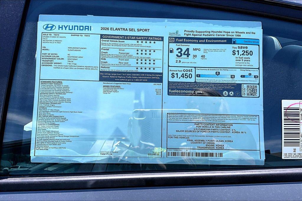 2026 Hyundai Elantra SEL Sport