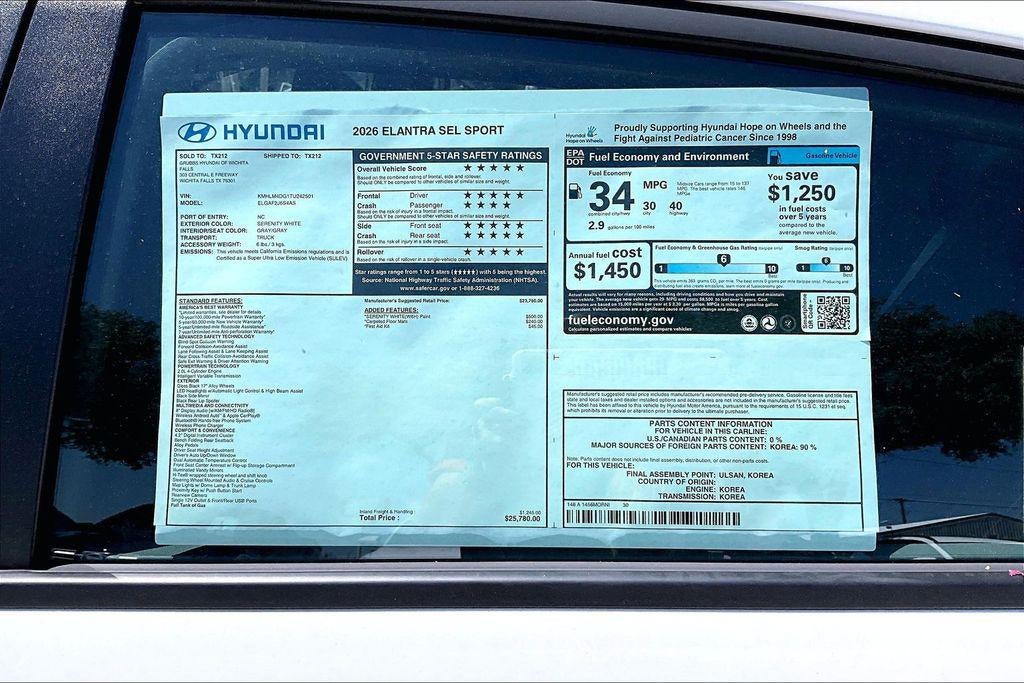 2026 Hyundai Elantra SEL Sport