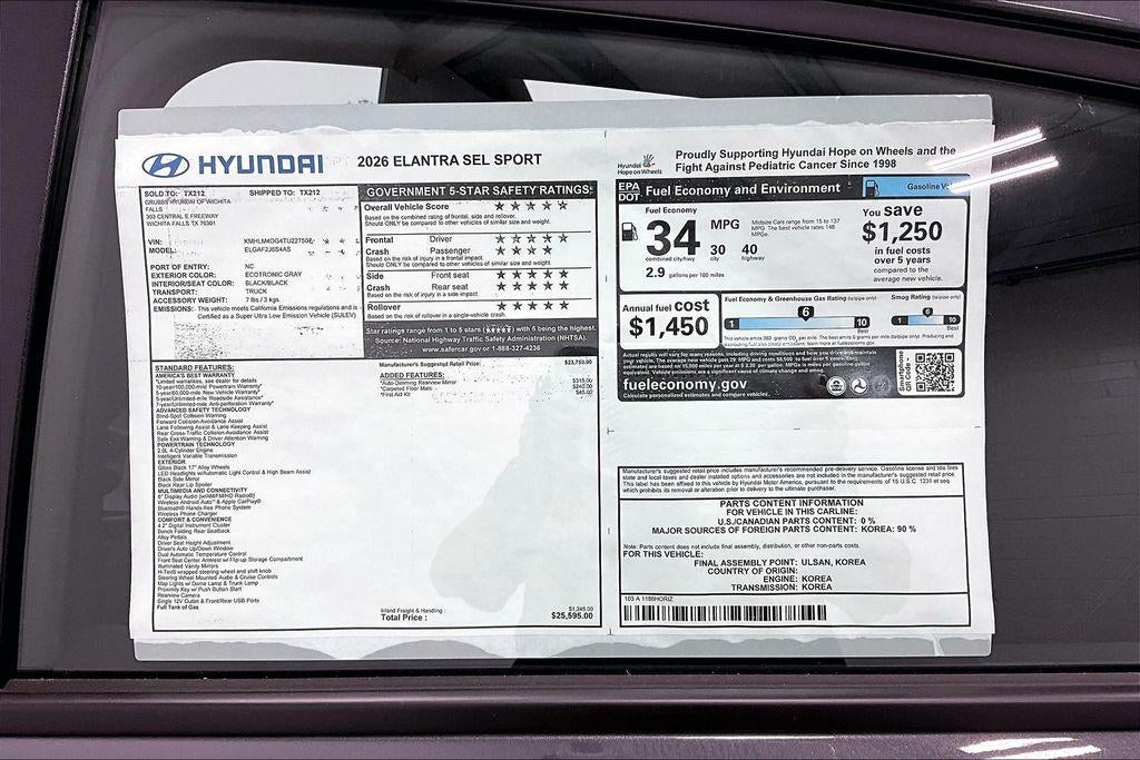 2026 Hyundai Elantra SEL Sport