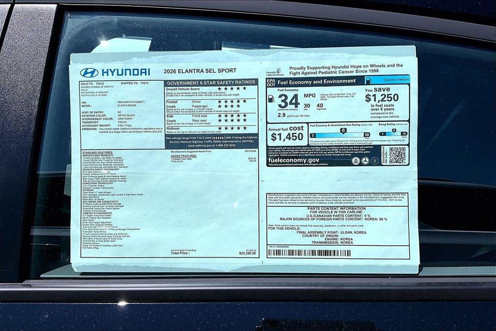 2026 Hyundai Elantra SEL Sport