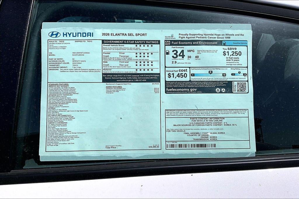 2026 Hyundai Elantra SEL Sport