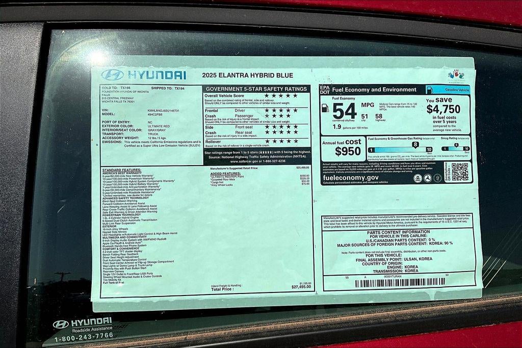 2025 Hyundai Elantra Hybrid Blue