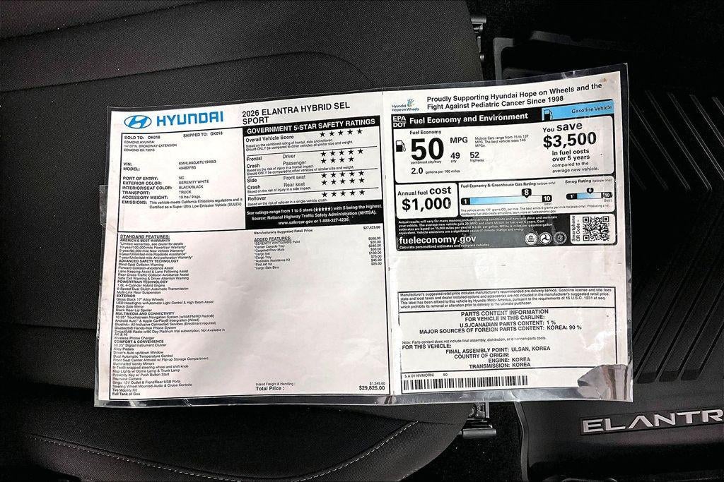2026 Hyundai Elantra Hybrid SEL Sport