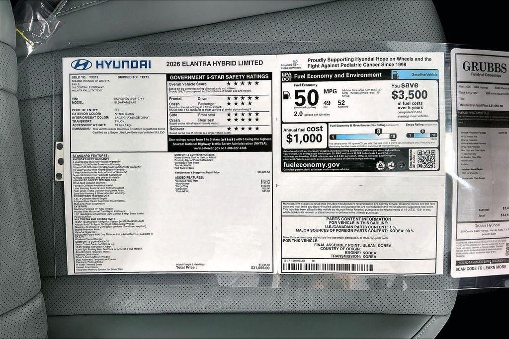 2026 Hyundai Elantra Hybrid Limited