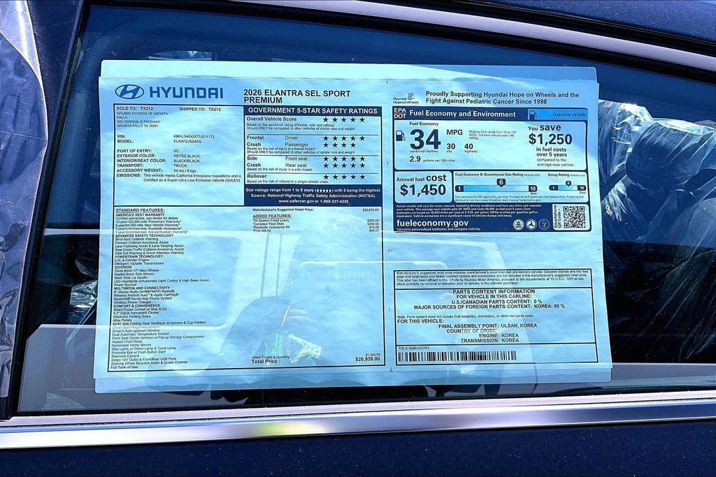 2026 Hyundai Elantra SEL Sport Premium