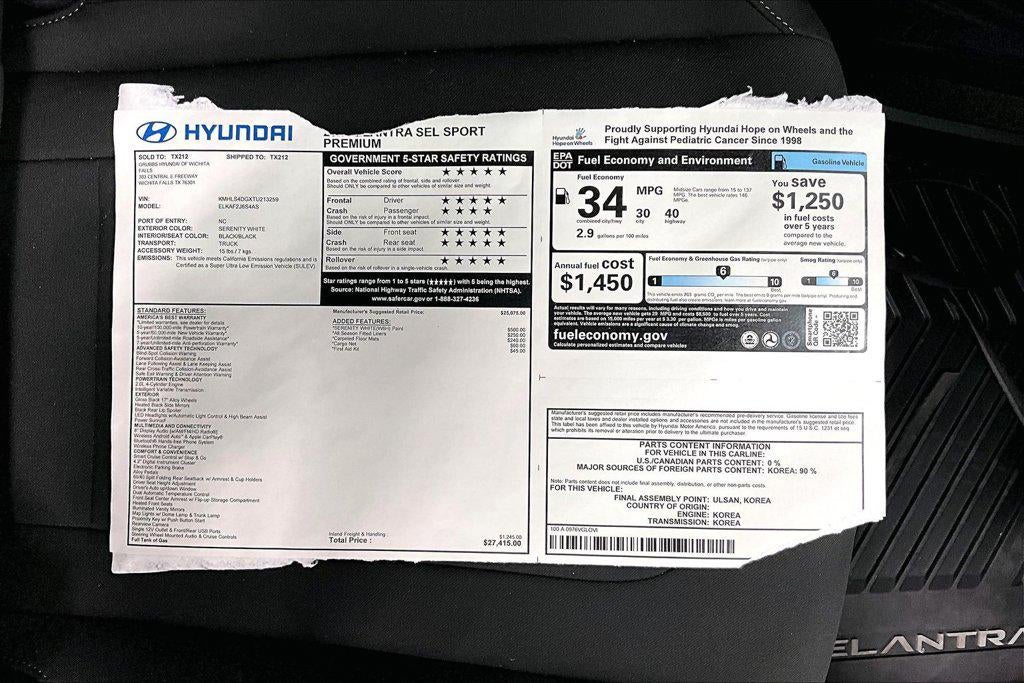2026 Hyundai Elantra SEL Sport
