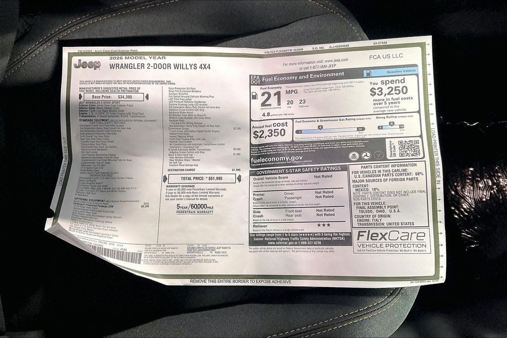 2026 Jeep Wrangler WRANGLER 2-DOOR WILLYS