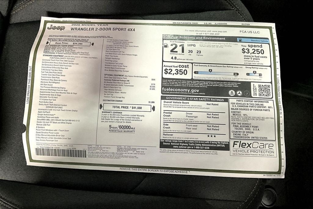 2026 Jeep Wrangler WRANGLER 2-DOOR SPORT