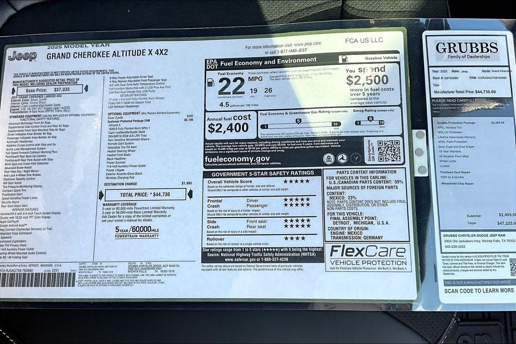 2025 Jeep Grand Cherokee GRAND CHEROKEE ALTITUDE X 4X2