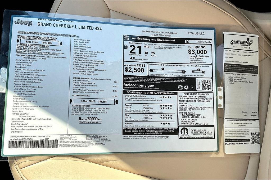 2025 Jeep Grand Cherokee GRAND CHEROKEE L LIMITED 4X4