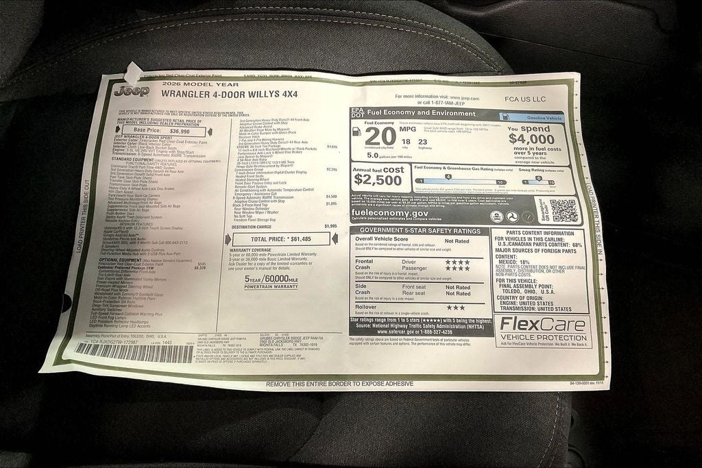 2026 Jeep Wrangler WRANGLER 4-DOOR WILLYS