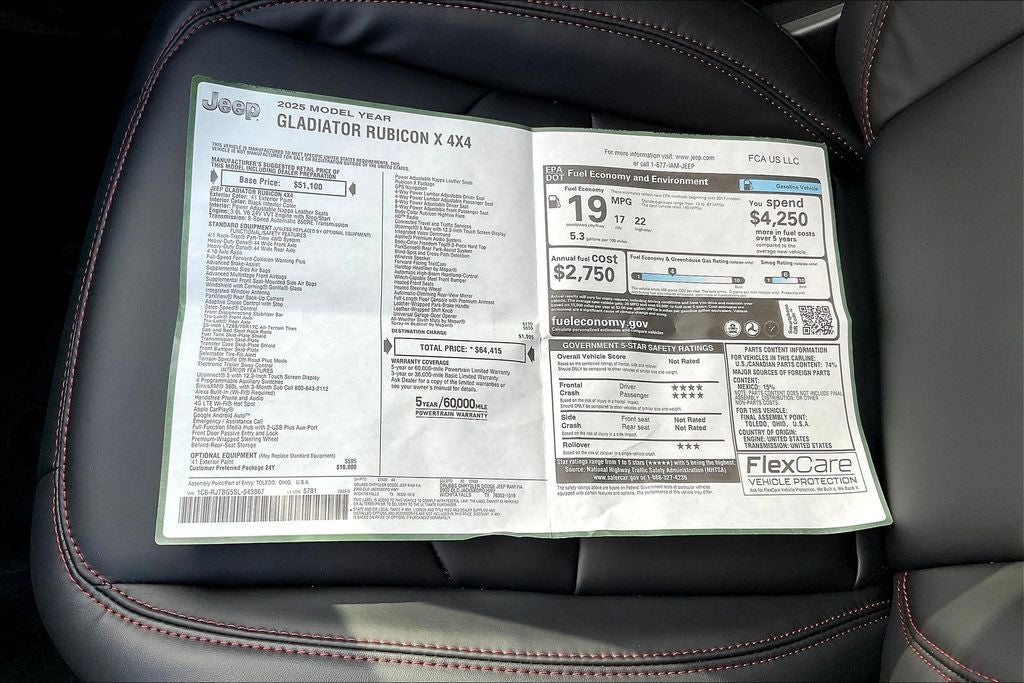 2025 Jeep Gladiator GLADIATOR RUBICON X 4X4