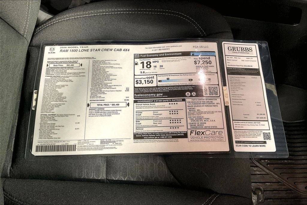 2026 RAM Ram 1500 RAM 1500 LONE STAR CREW CAB 4X4 5'7' BOX