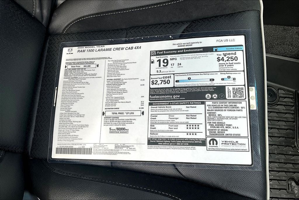 2025 RAM Ram 1500 RAM 1500 LARAMIE CREW CAB 4X4 5'7' BOX