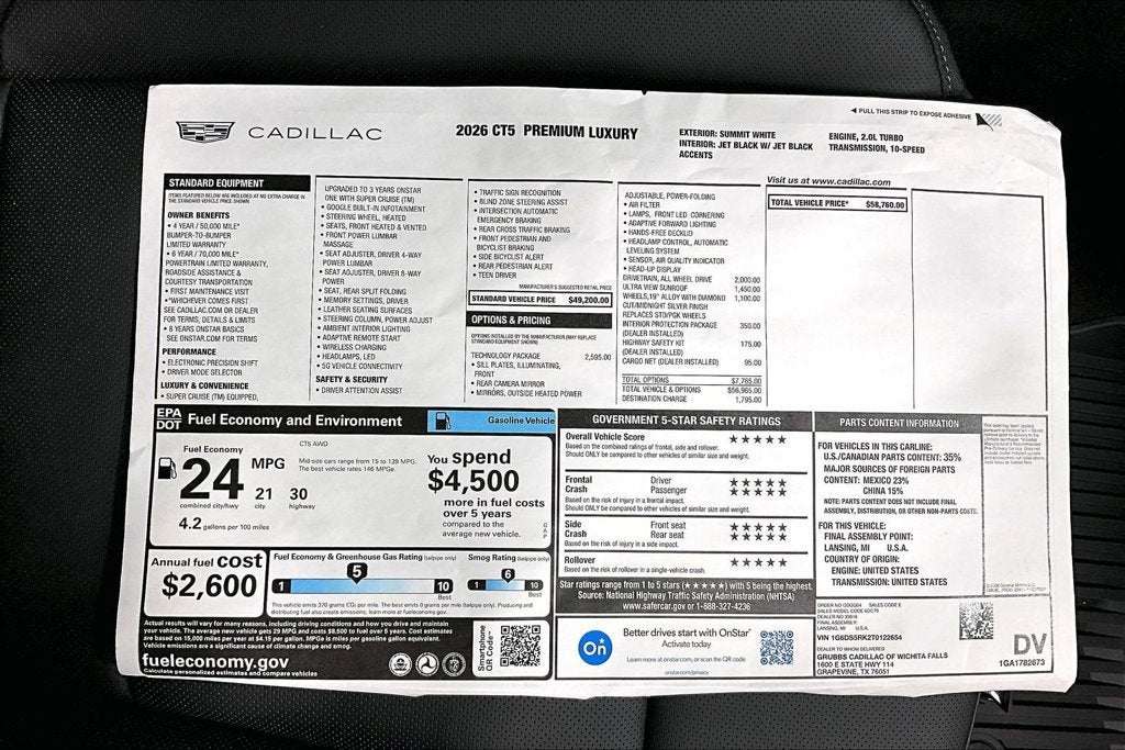 2026 Cadillac CT5 Premium Luxury