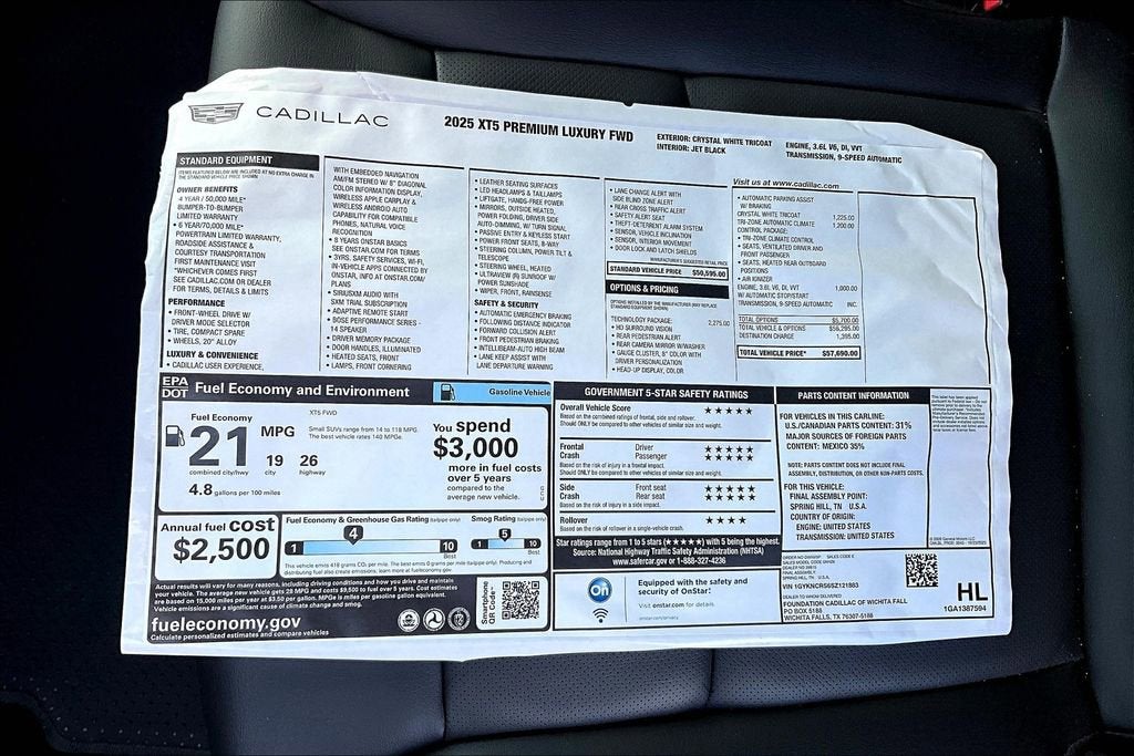 2025 Cadillac XT5 Premium Luxury