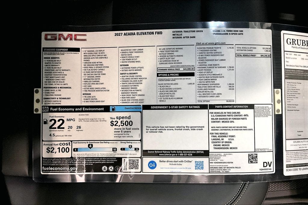 2027 GMC Acadia Elevation