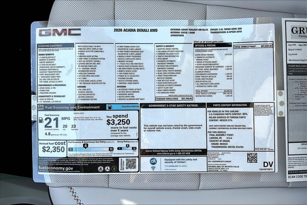 2026 GMC Acadia Denali