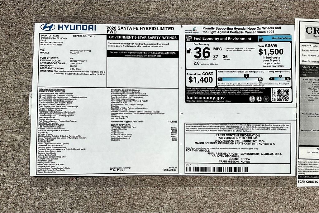 2026 Hyundai Santa Fe Hybrid Limited